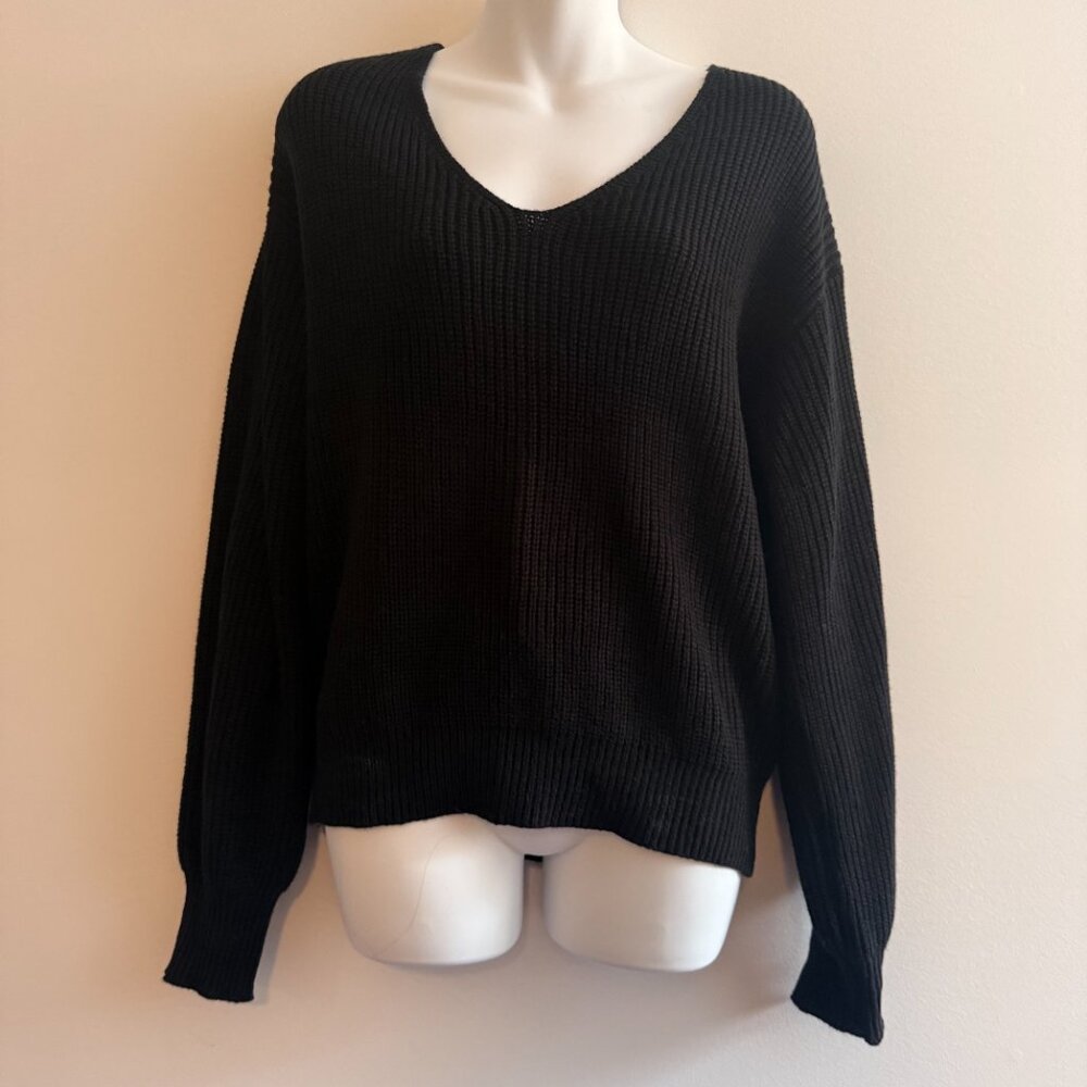 Black Open Back Gold Chain Knit Sweater | Size L - Picture 4 of 10
